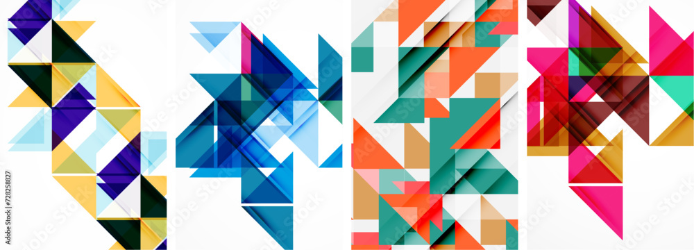 Triangle poster geometric background set Triangle poster geometric background set