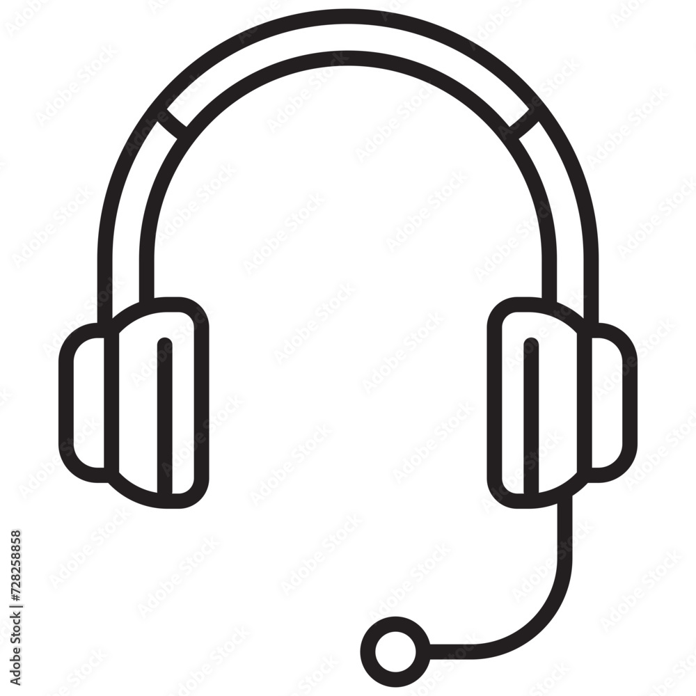 Single headphone icon in linear style Single headphone icon in linear style