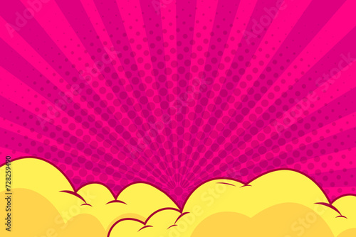abstract pink comic background with cartoon cloud