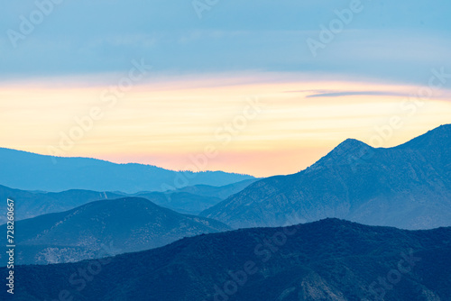 Sunrise  Santa Ynez Mountains  Telephoto  Layering  Blue Mountains  Orange Sky