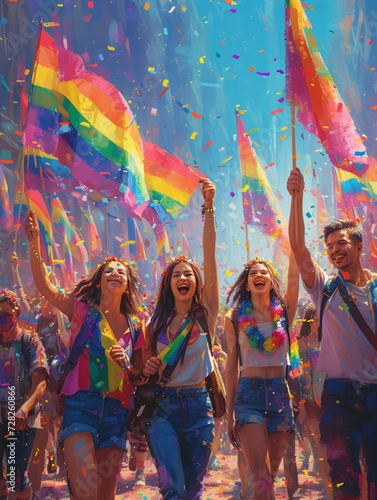 Gay Pride Parade Colorful Celebration of LGBTQ+ Community Generative AI