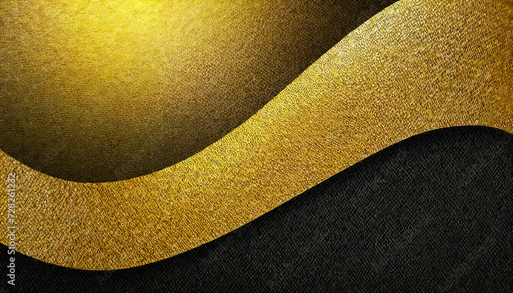 Background image with golden undulating fibers on black background Background image with golden undulating fibers on black background