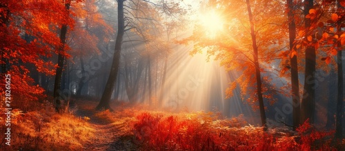 Breathtakingly Beautiful Morning Landscape in the Enchanting Autumn Forest