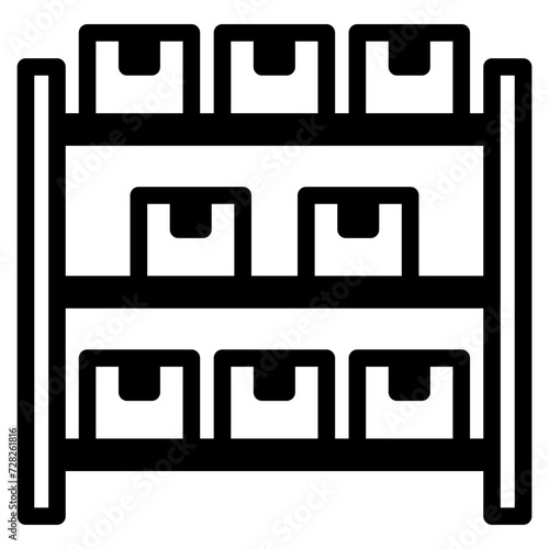 Stock. Boxes on the shelves