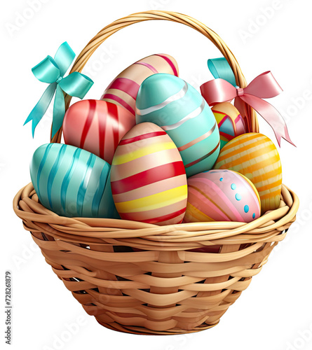 Easter basket isolated on a transparent background created with Generative AI technology photo