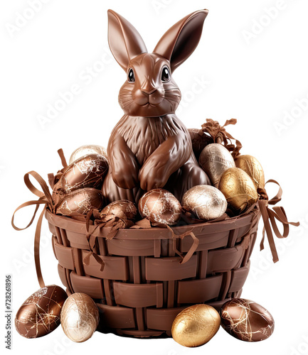 Easter basket isolated on a transparent background created with Generative AI technology