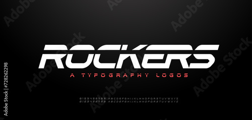 Logo Sport Modern Italic Alphabet Font. Technology typography sport decorative fonts for digital, movie logos. vector illustration  