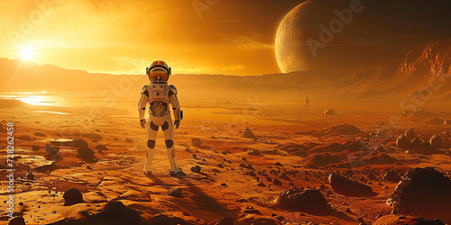 Planet Mars surface exploration  exploring planets futuristic living condition  generated ai