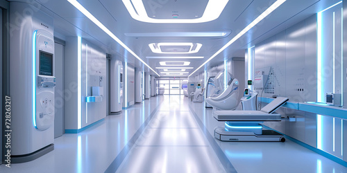 Hospital medical centre robots assistant, artificial intelligence facility, generated ai  © dan