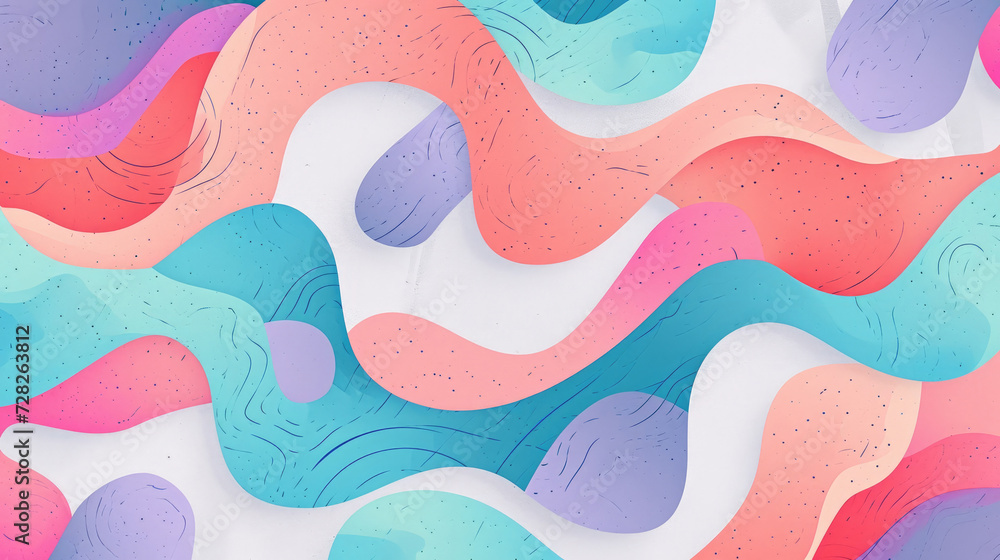 Groovy psychedelic abstract wavy background with rough texture combined with retro colors turquoise blue, coral pink and lavender Groovy psychedelic abstract wavy background with rough texture combined with retro colors turquoise blue, coral pink and lavender
