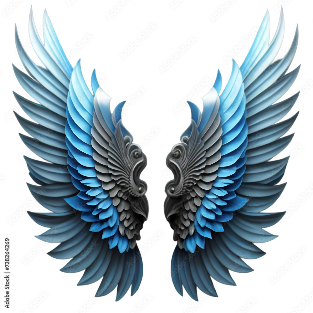 Fototapeta premium Free Photo Beautiful angel wings and light blue color Ai Generated