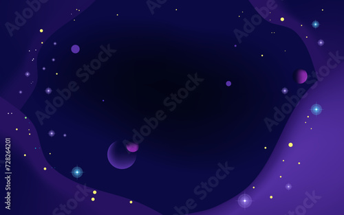 Vector space background . Cute flat style template with Stars in Outer space