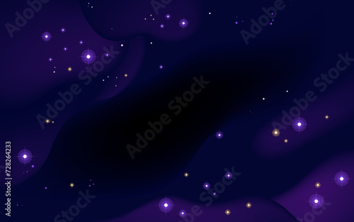 Vector space background . Cute flat style template with Stars in Outer space