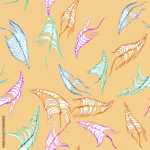 Abstract background seamless pattern with watercolor marine elements. Hand drawn illustration