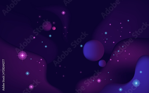 Vector space background . Cute flat style template with Stars in Outer space