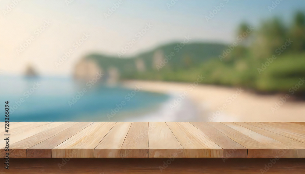 木のテーブル越しに見えるの夏の海のイメージ素材。An image of the summer sea seen through a wooden table. 木のテーブル越しに見えるの夏の海のイメージ素材。An image of the summer sea seen through a wooden table.