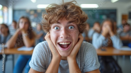 Bored Teenage Student Sitting in Classroom During Lecture Time