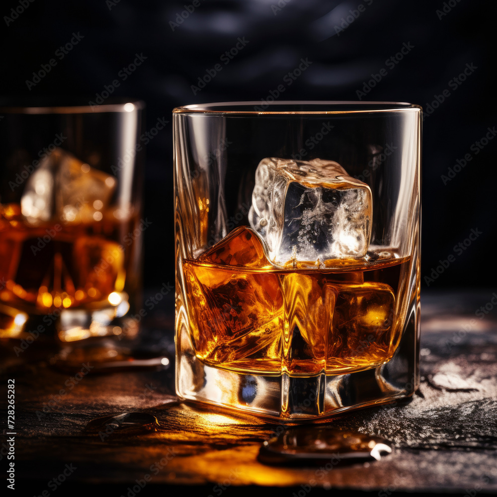 lifestyle photo ice cubes in glass of soda.