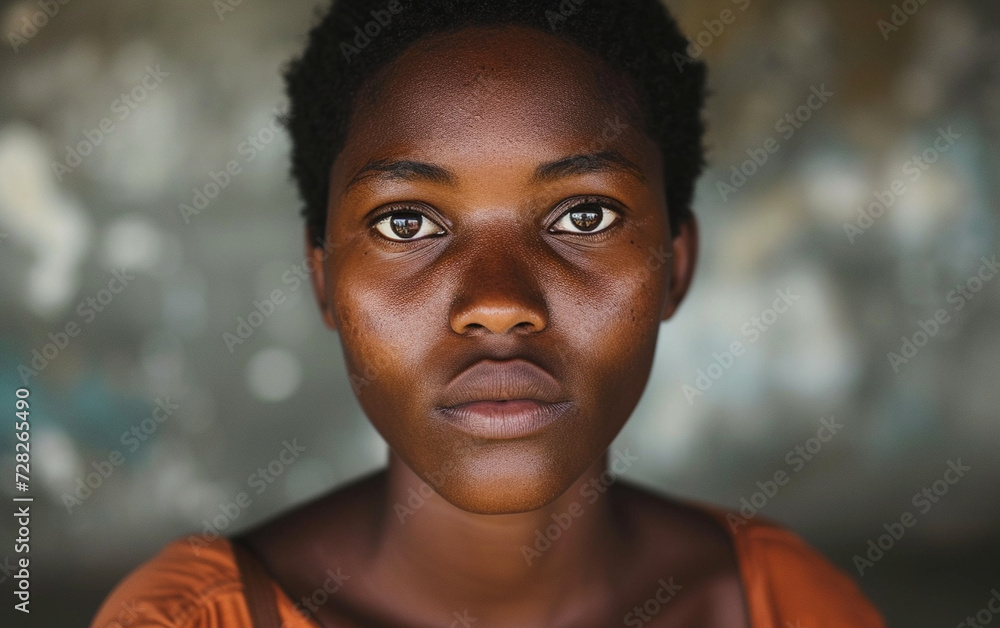 Woman With Brown Shirt Staring at Camera