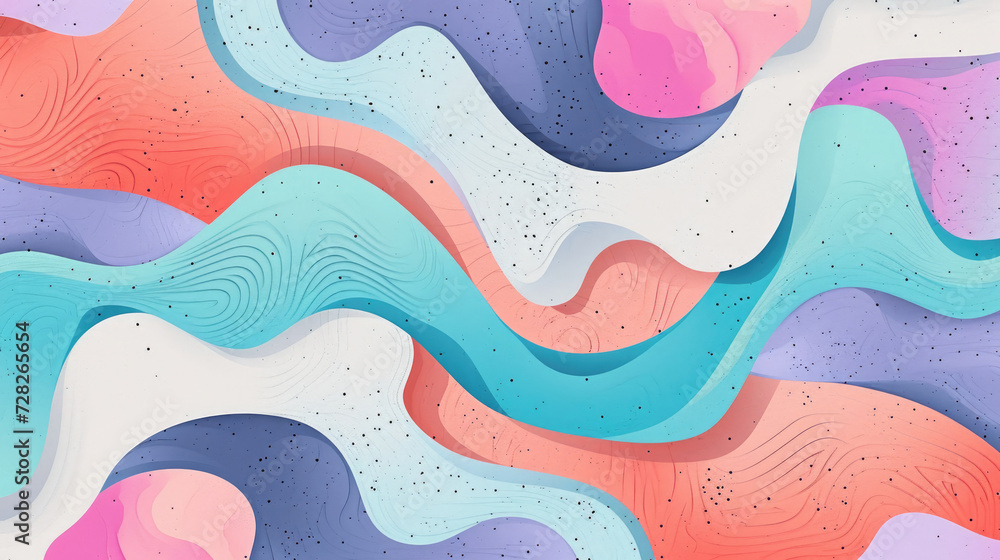 Groovy psychedelic abstract wavy background with rough texture combined with retro colors turquoise blue, coral pink and lavender Groovy psychedelic abstract wavy background with rough texture combined with retro colors turquoise blue, coral pink and lavender