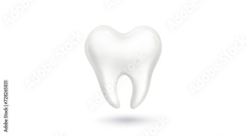 White tooth mockup isolated on background. Vector realistic illustration of human teeth, mouth design element with clean glossy surface, oral hygiene, dental clinic services, stomatology health care