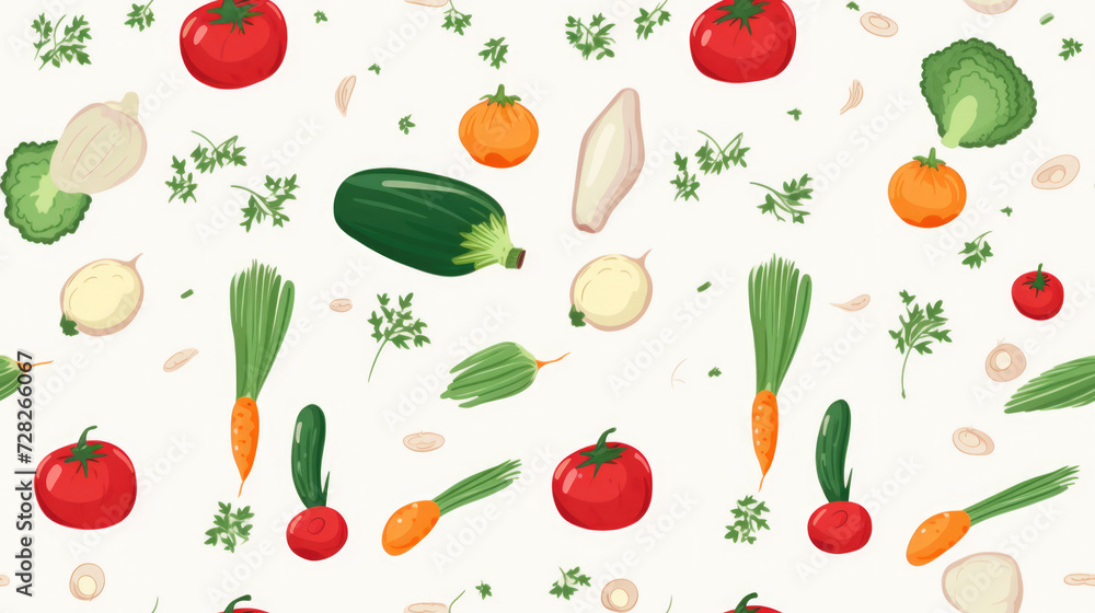 Fototapeta premium Small organic healthy vegetables, pattern banner wallpaper