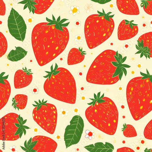 A Pattern of Strawberries on a White Background