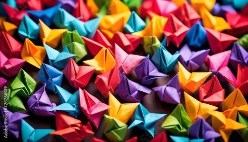 Multitude of colorful origami background 