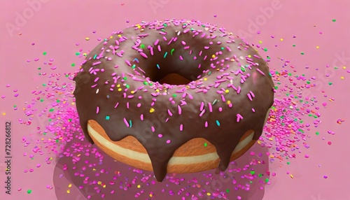 Sweet Delights: Chocolate Doughnut Extravaganza with Pink Sprinkles"