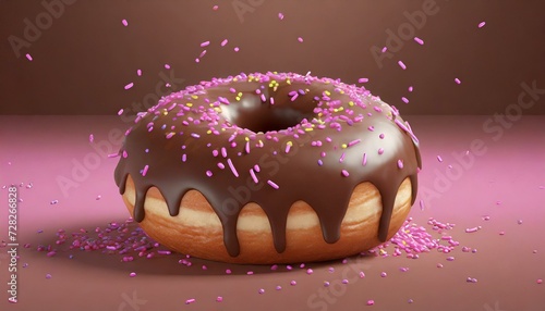 Sweet Delights: Chocolate Doughnut Extravaganza with Pink Sprinkles"