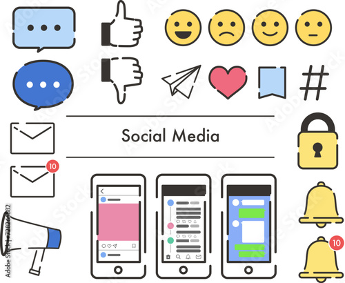 SNSに関するイラストセット