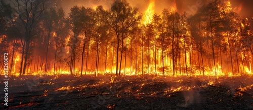 Fiery Forest  Stunning Image of Burning Woods in an Open Field Sets the Scene ablaze in this Spectacular Capture of the Burning Woods in an Open Field