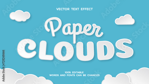 paper clouds editable text effect