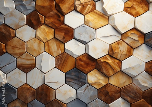 Hexagonal brick walls background. Created with Ai