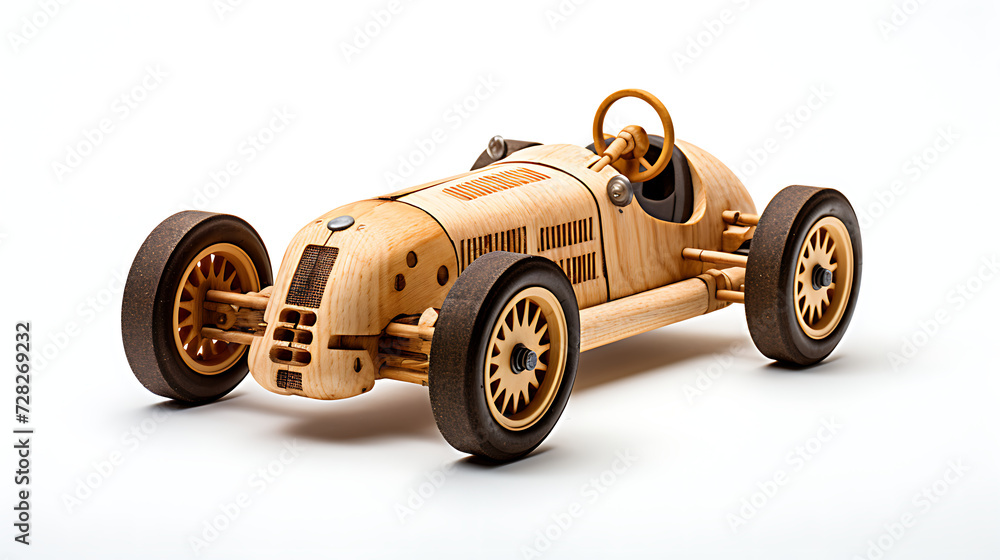 miniature sport car made from wood