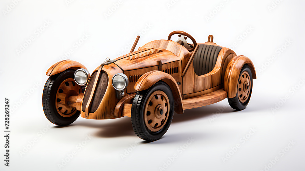 miniature sport car made from wood