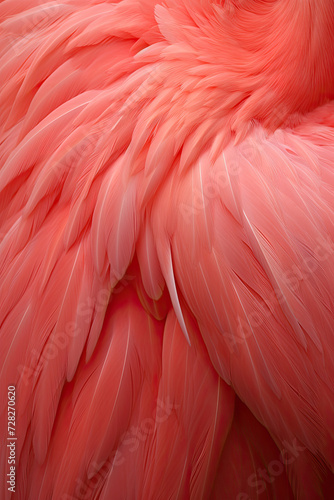 close up of pink flamingo feather. 