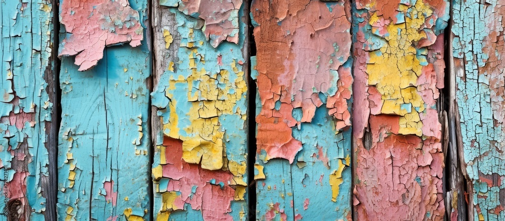 Close-up: Vivid Peeling Paint Adds Character to Weathered Wood Surface