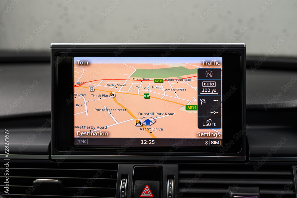 Car GPS navigation system screen