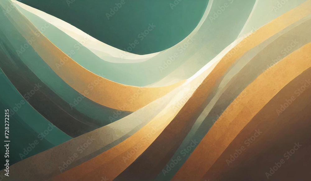 abstract curve line background mountain landscape boho color illustration - obrazy, fototapety, plakaty 