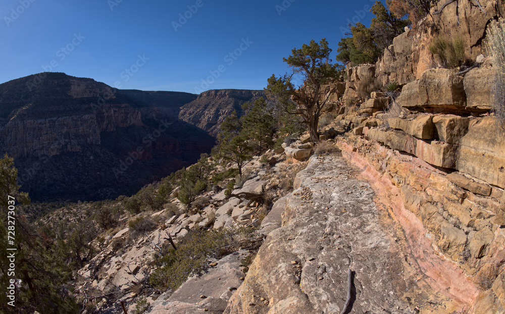 Dry waterfall above Waldron Canyon at Grand Canyon AZ