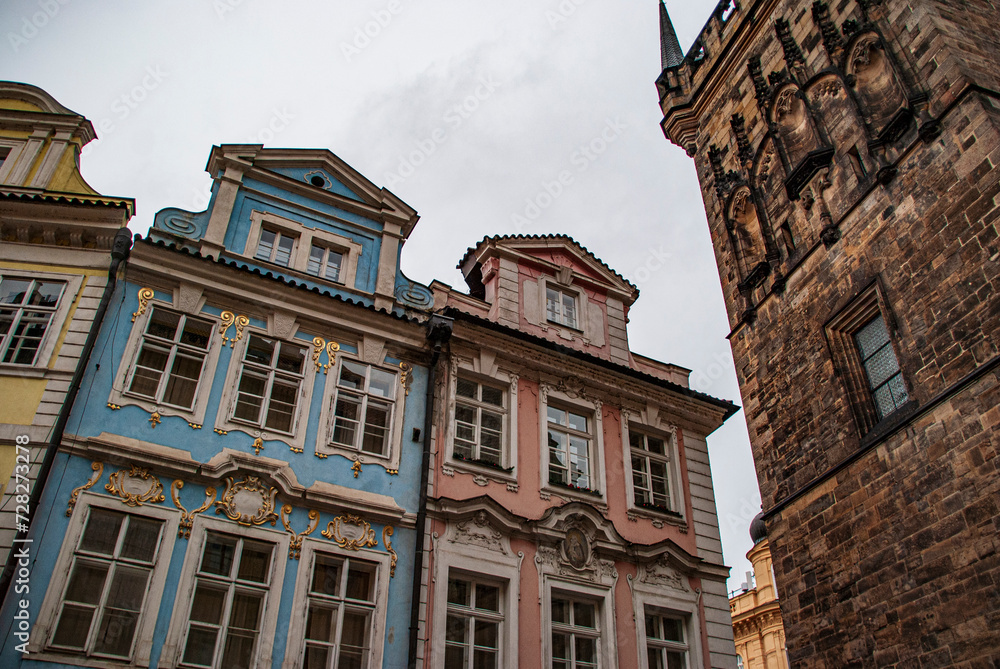 Colorful buildings in Prague, Czech Republic