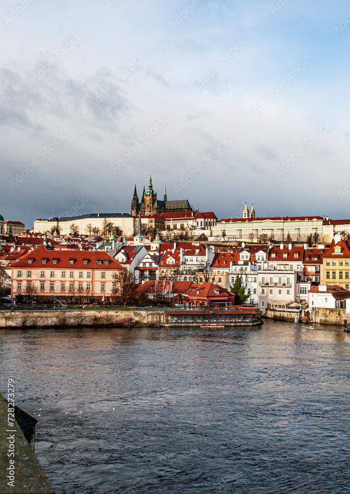 View over Prague castle on a cloudy day