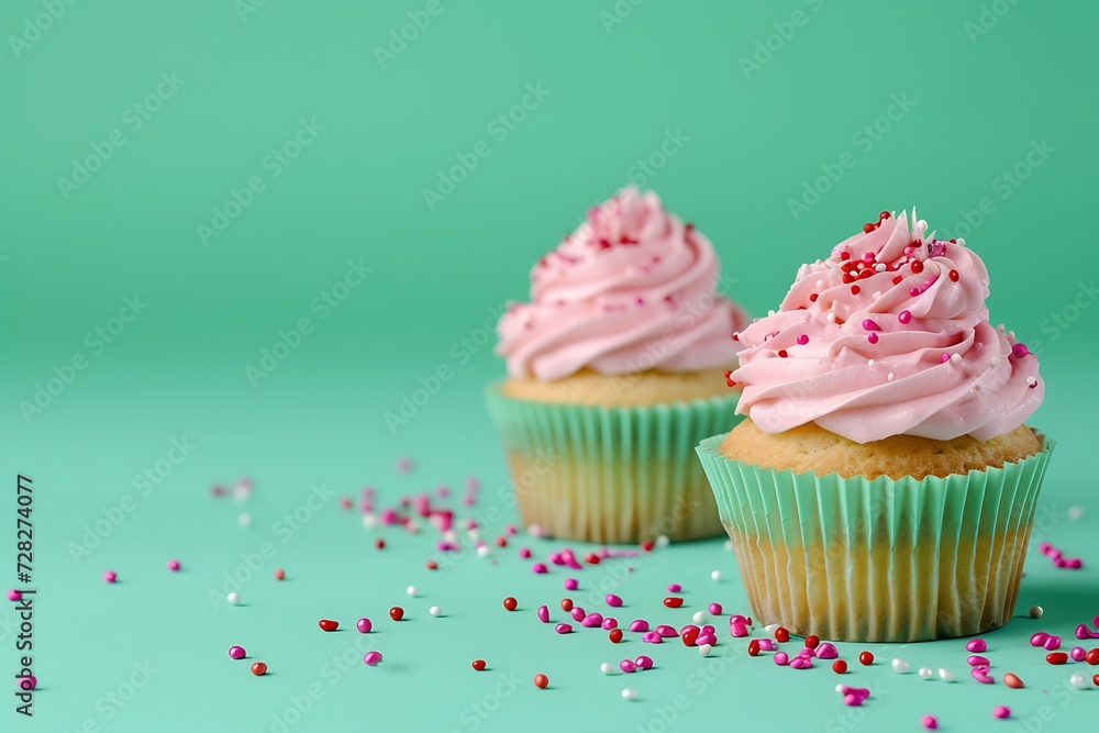 cupcakes isolated on light green background cupcakes isolated on light green background