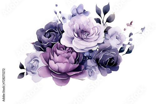 Watercolor Purple Floral Bouquet Clipart  Gothic Flowers PNG Illustration 