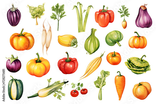 Watercolor Vegetables Set  Vegan Healthy Food Illustration for Culinary Delights