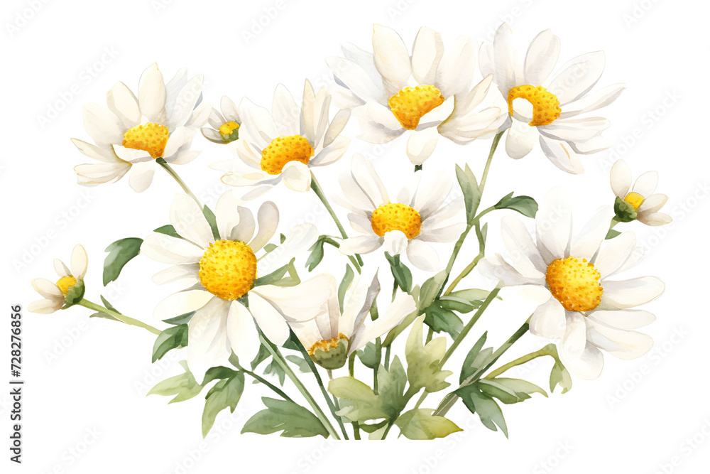 Obraz premium Daisy Flower Watercolor Clipart Chamomile Illustration Perfect for Wedding and Home Decor