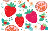Strawberry pattern on white background