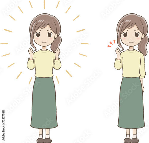 何かを決意するロングスカートの女性
