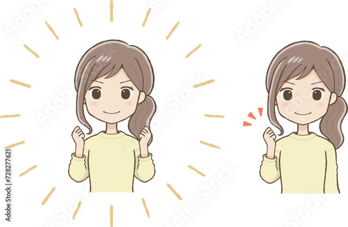 何かを決意するロングスカートの女性（上半身）